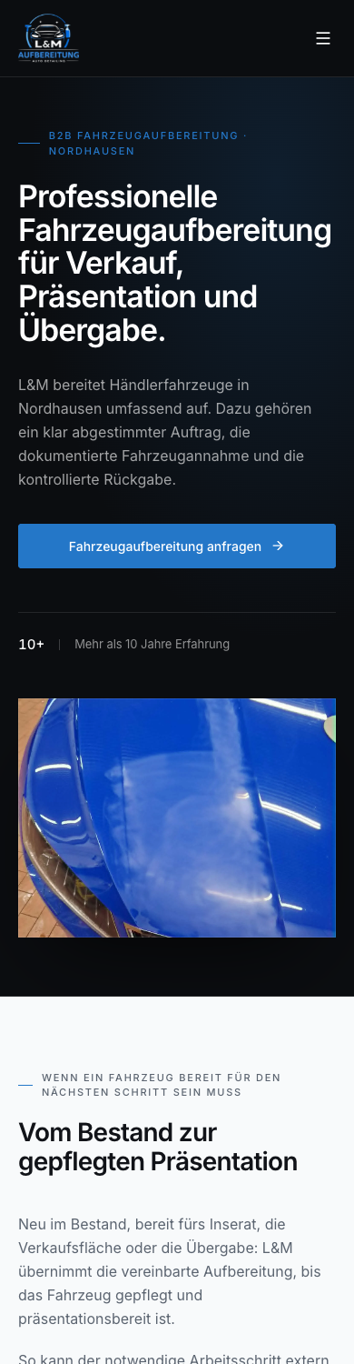 Mobile Website des realen Projekts L&M Aufbereitung